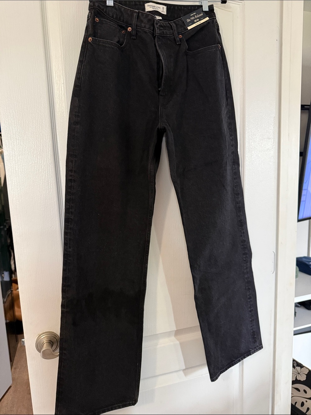 Abercrombie & Fitch Black Straight-Leg women's curve love Jeans